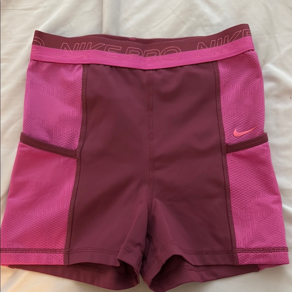 Nike Women's Athletic Shorts in Pink and Burgundy